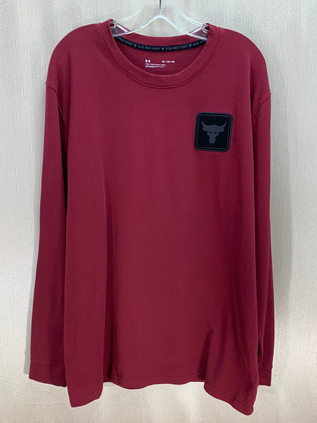 UNDER ARMOUR dark red Bull Project Rock Loose Fit LS T-Shirt - XL