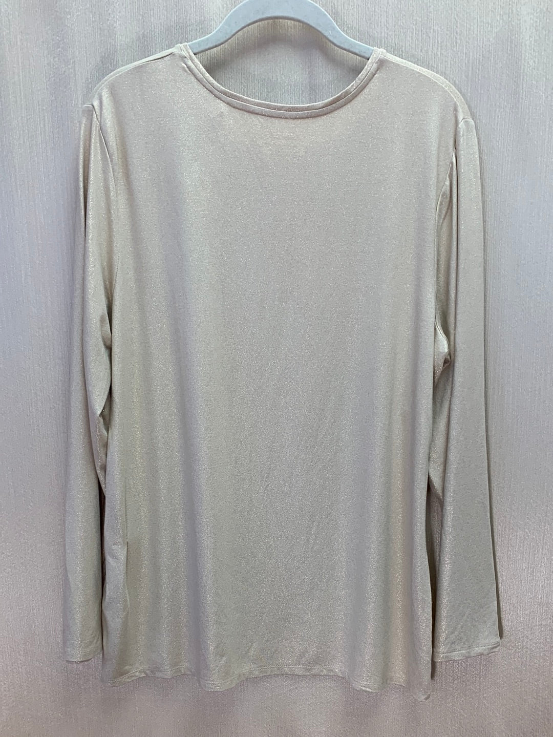 NWT - CHICO'S gold shimmer Long Sleeve Ultimate Tee Knit Top - 2 | US L