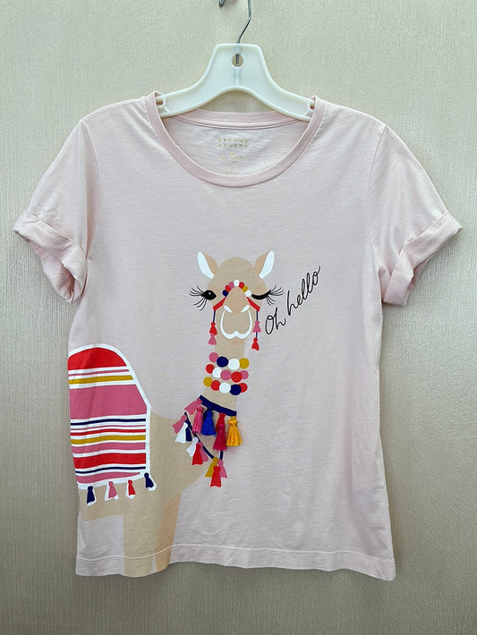 KATE SPADE BROOME STREET pink Cotton Oh Hello Camel Tee T-Shirt - S