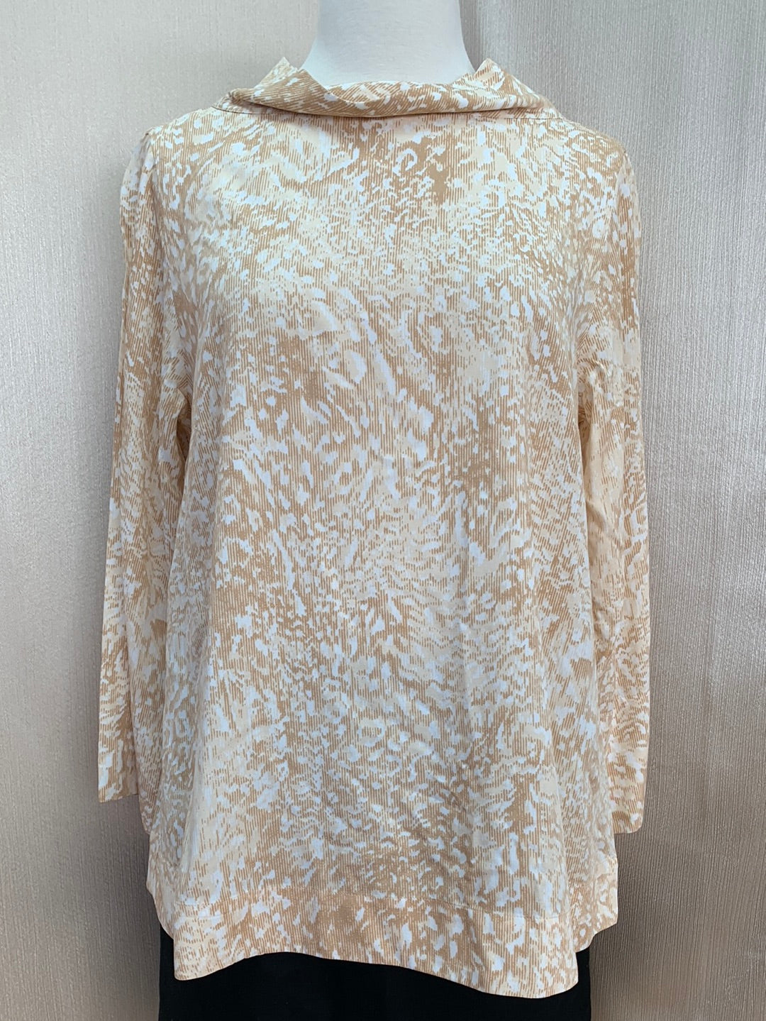 NWT - SOFT SURROUNDINGS golden tan Animal Print Rayon Adrienne Top - S
