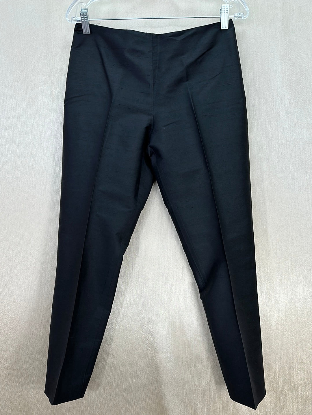 RALPH LAUREN SPORT black 100% Silk Side Zip Tapered Crop Pants - 8