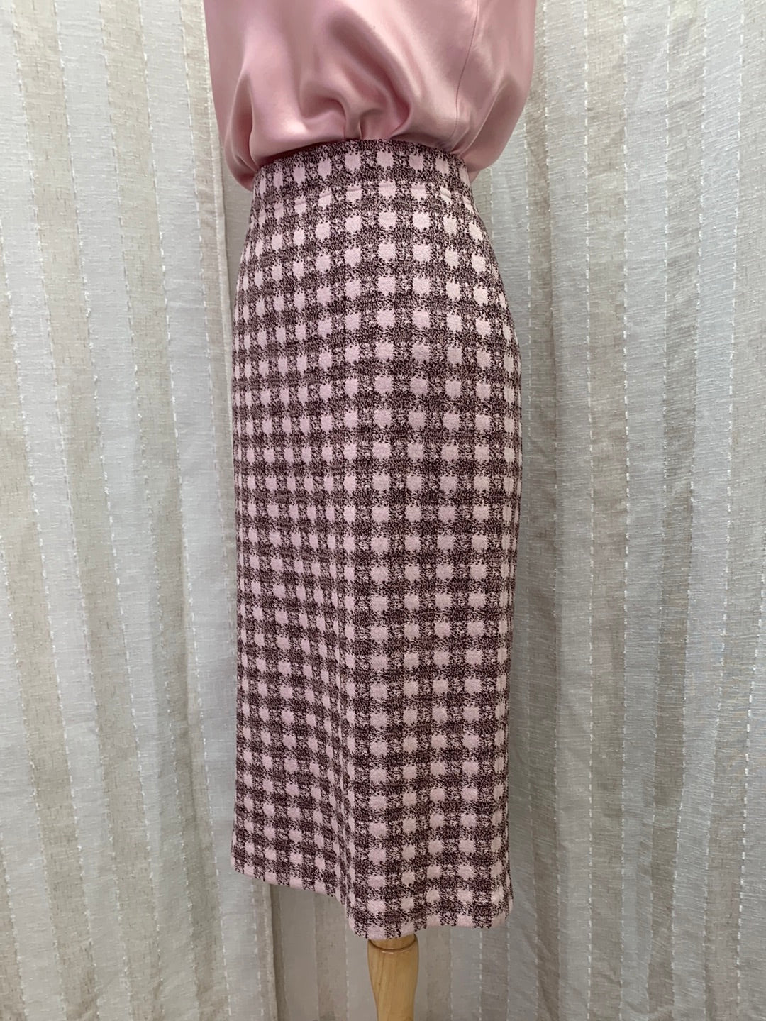 ST JOHN COLLECTION / MARIE GRAY pink brown Knit Texture Pull On Midi Skirt - 10