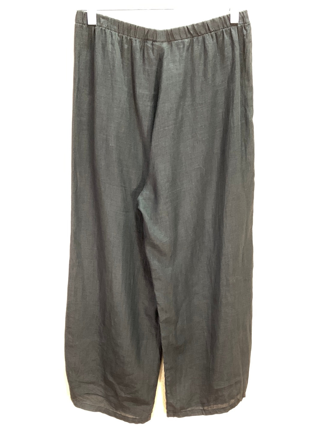 LISA BAYNE black Linen Wide Leg Pull On Lagenlook Crop Pants - S