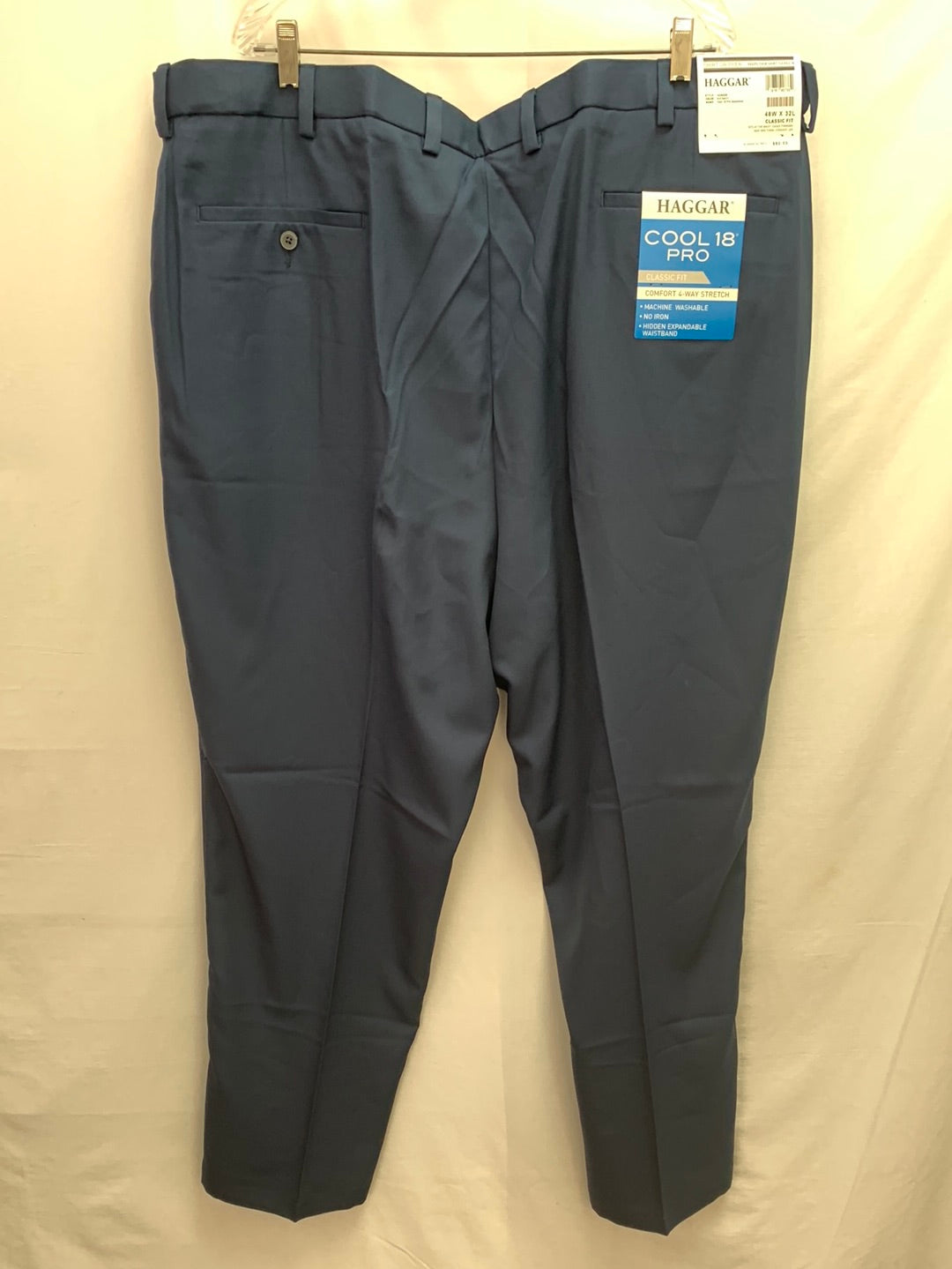 NWT - HAGGAR navy Cool 18 Pro Flat Front Classic Fit Golf Pants - 48x32