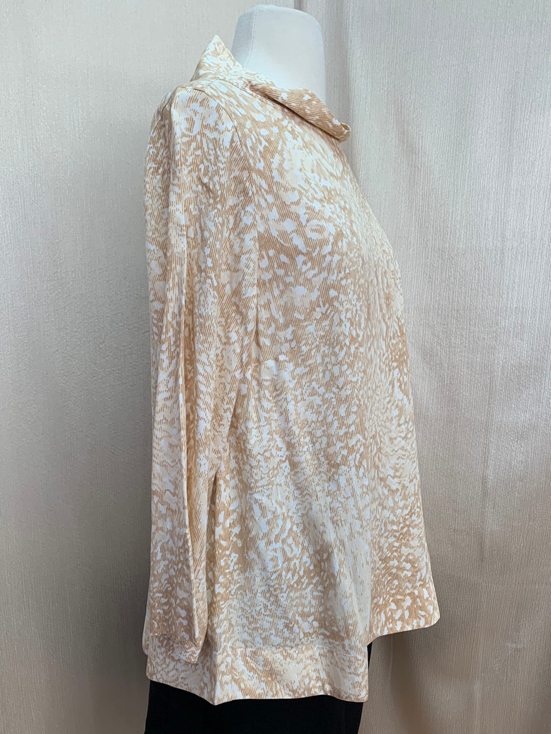 NWT - SOFT SURROUNDINGS golden tan Animal Print Rayon Adrienne Top - S