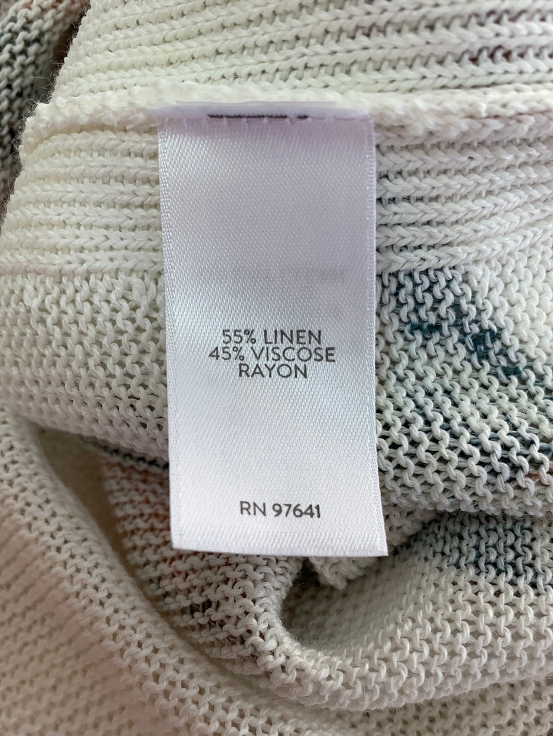 NWT - J JILL cream Floral Linen Blend 3/4 Sleeve V-Neck Sweater Top - XS