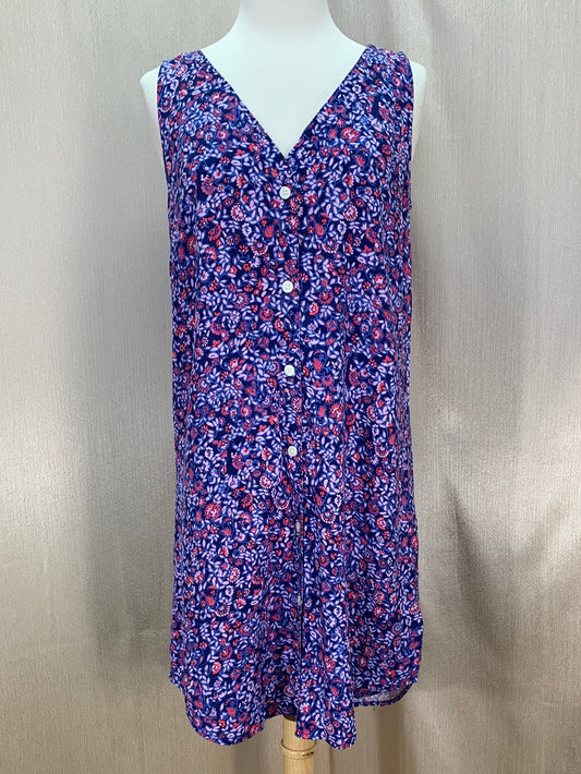NWT - GAP blue Floral Rayon Sleeveless Button Up Dress - S