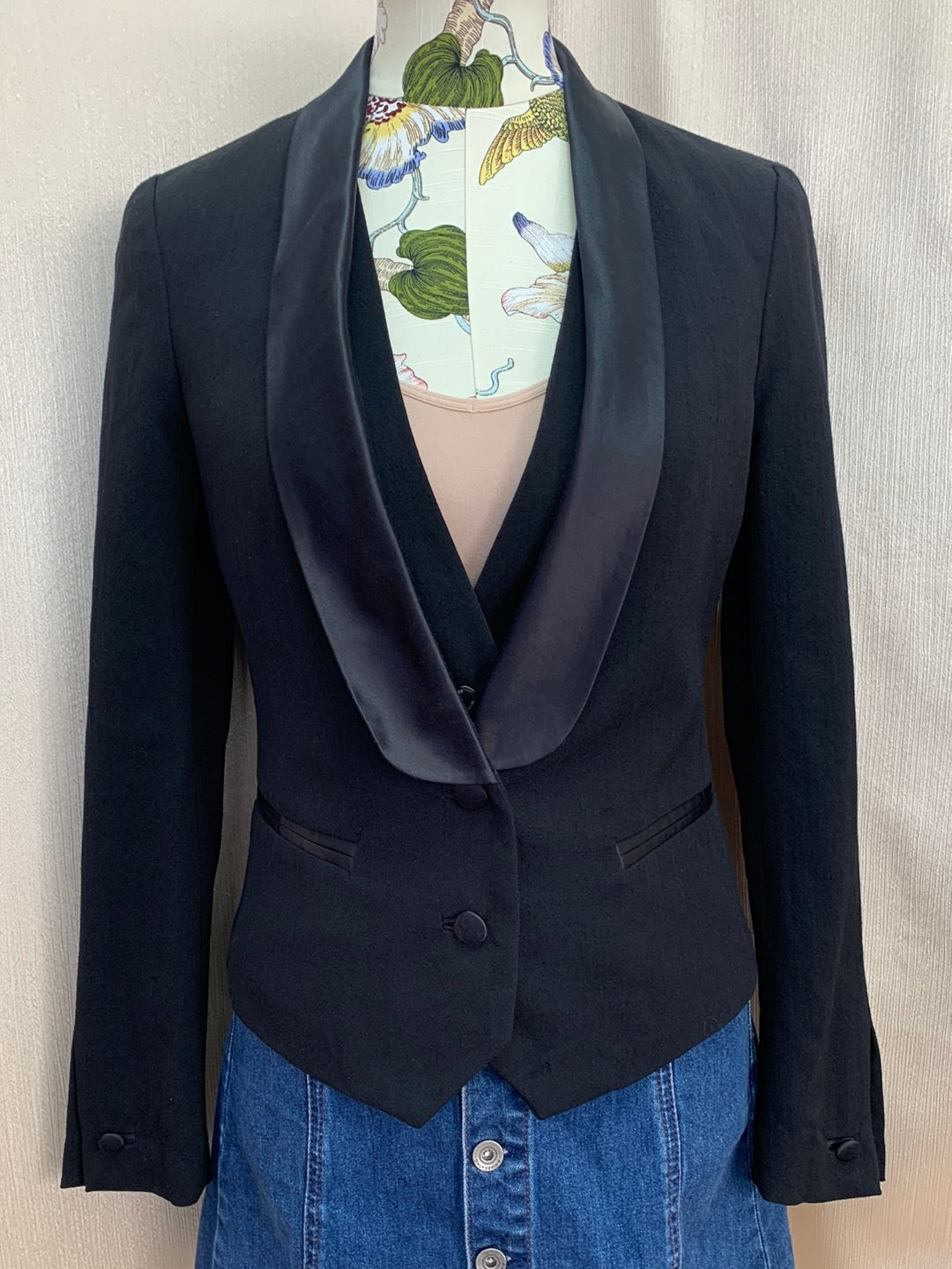 NWT - TORY BURCH black Wool Built-in Vest Tuxedo Olivier Blazer - 2