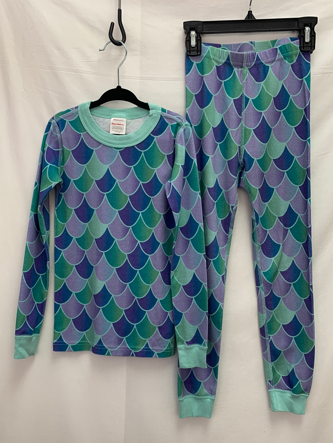 HANNA ANDERSSON purple green print Long John Pajama Set - 120 cm / 6-7