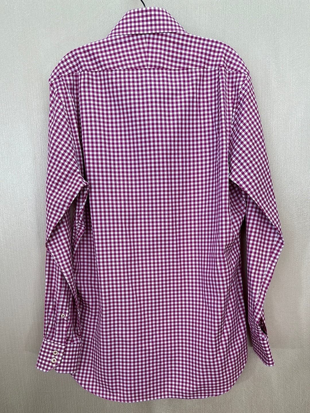 PETER MILLAR pink white check 100% Cotton Button Up Long Sleeve Shirt - M