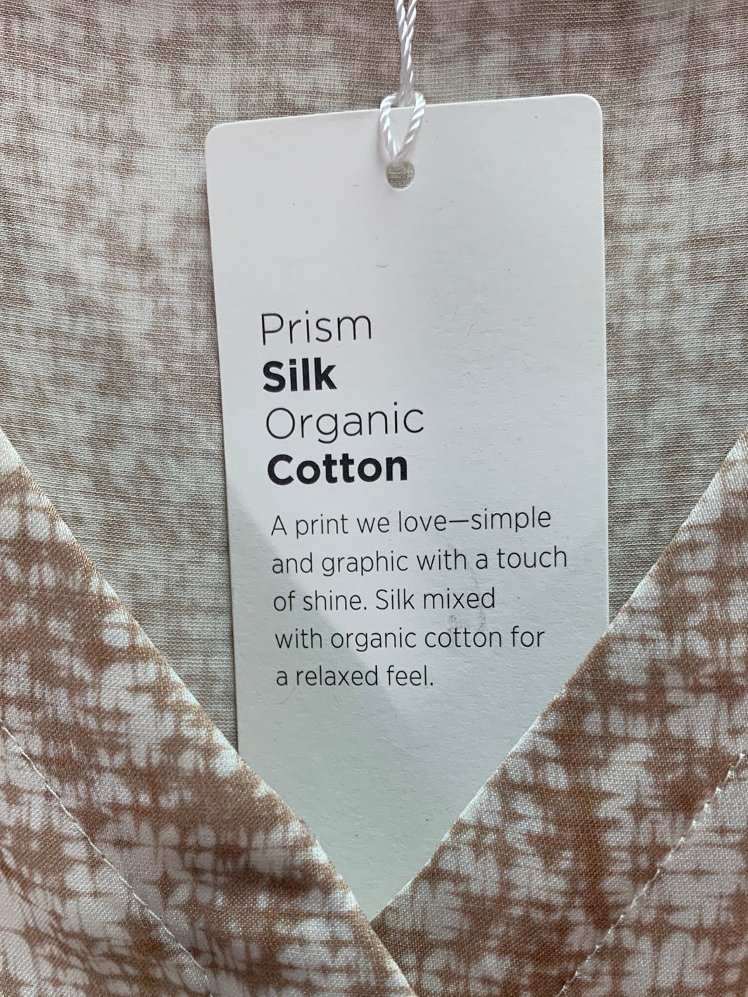 NWT - EILEEN FISHER white brown Prism Silk Organic Cotton Bramble Top - M