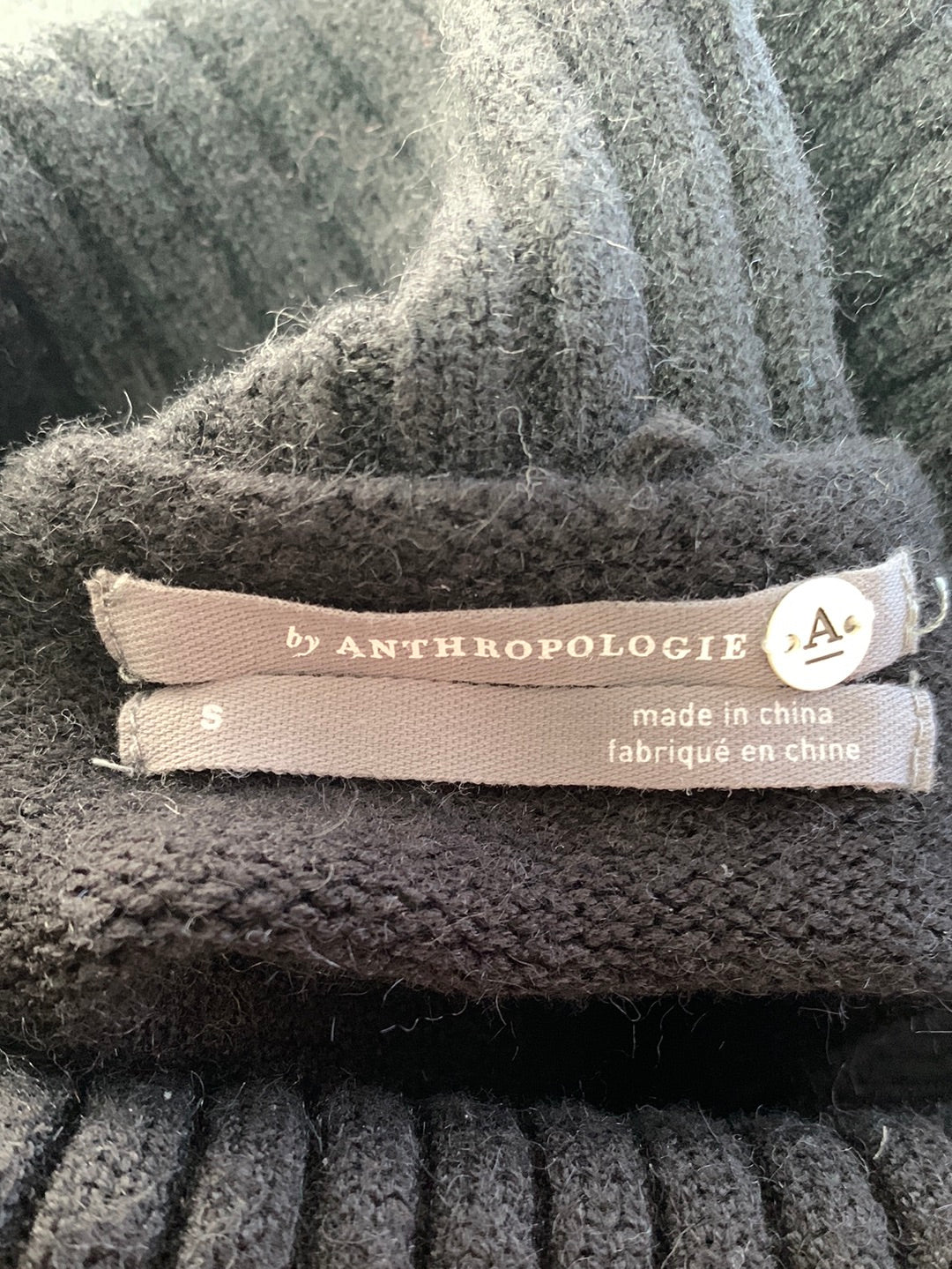NWT - ANTHROPOLOGIE black grey Colorblock Turtleneck Sweater - S