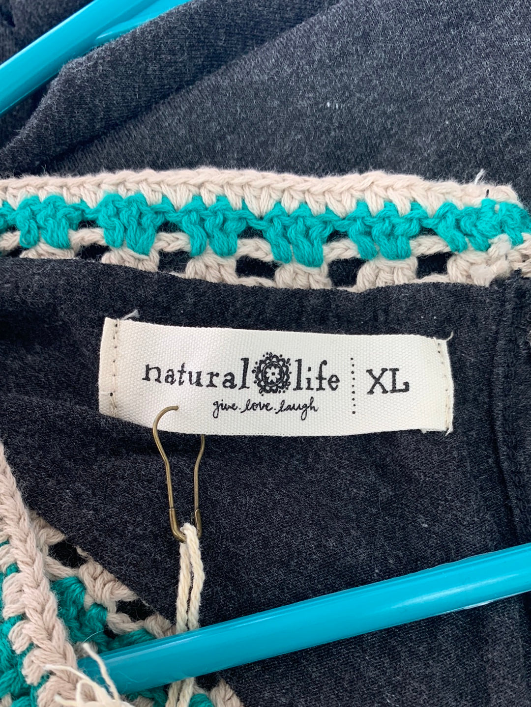 NWT - NATURAL LIFE charcoal gray Crochet Detail Willow Jumpsuit - XL