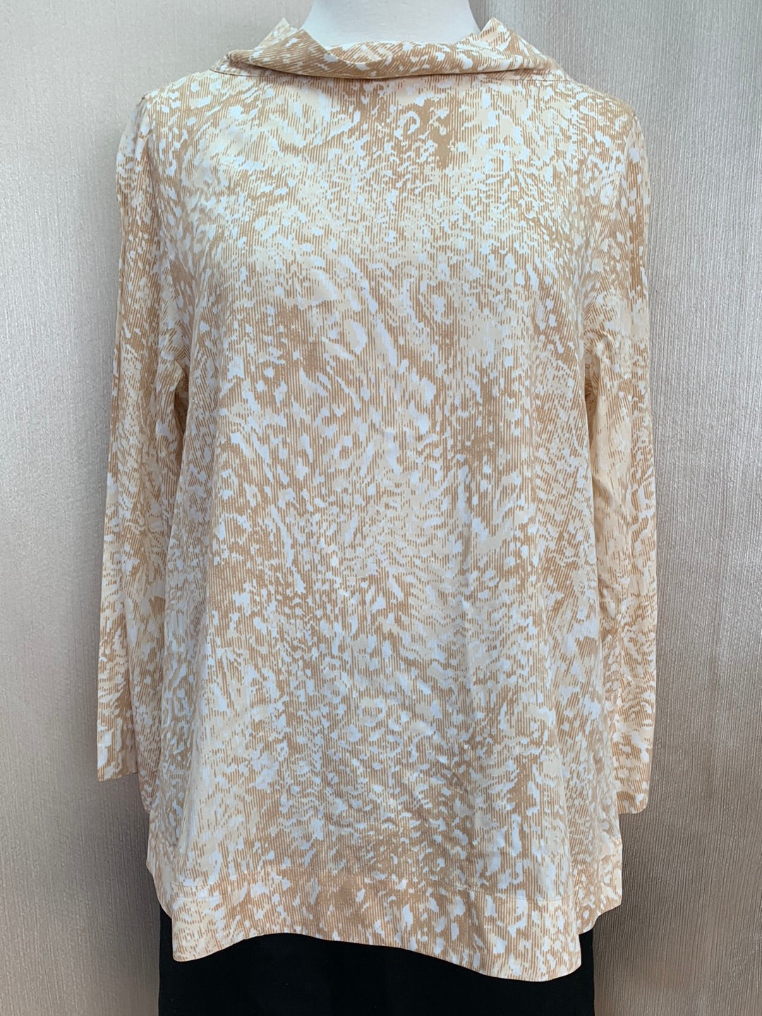 NWT - SOFT SURROUNDINGS golden tan Animal Print Rayon Adrienne Top - S