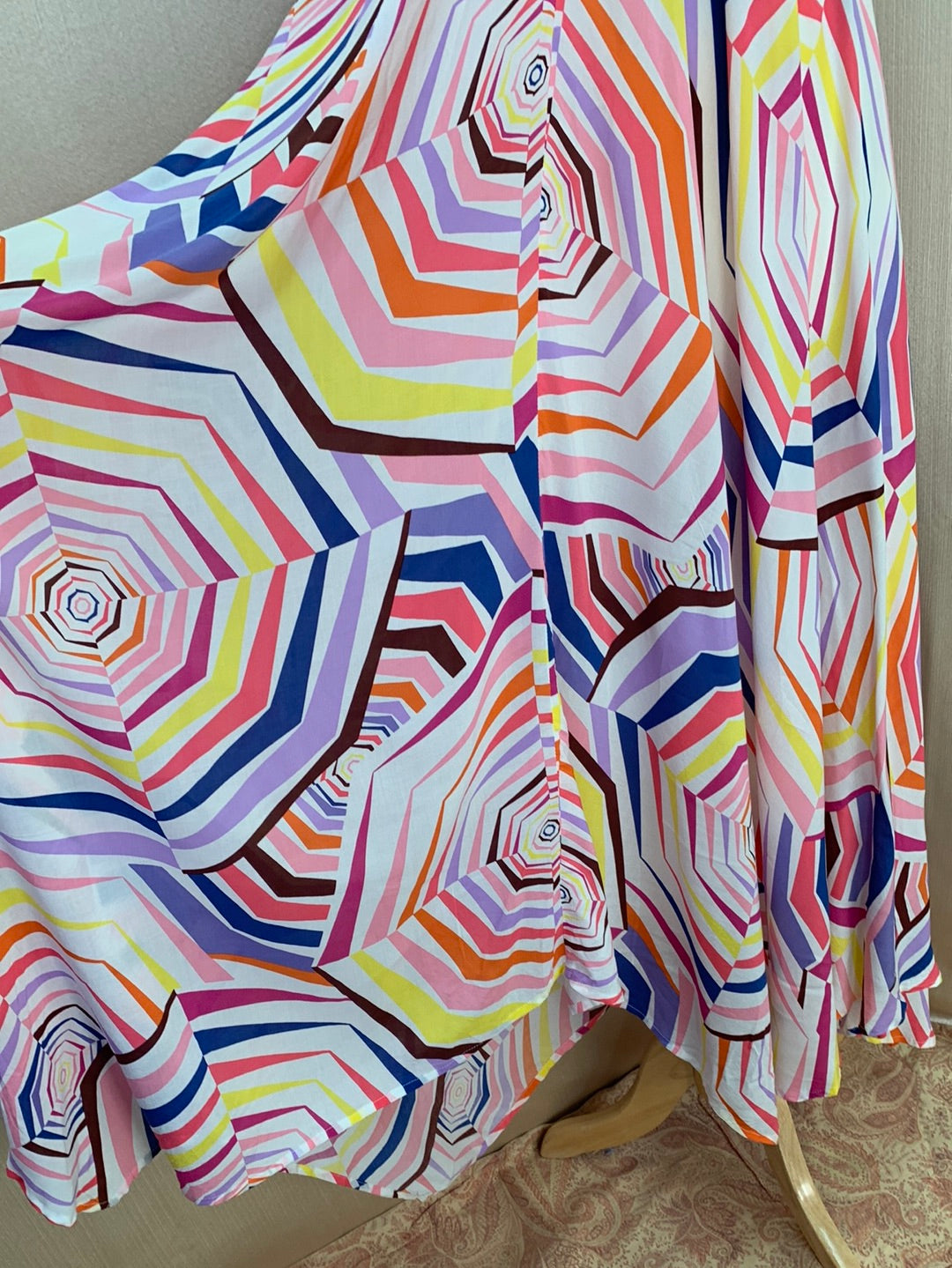 NWT - KATE SPADE multicolor 100% Rayon Geometric Print Halter Maxi Dress - S