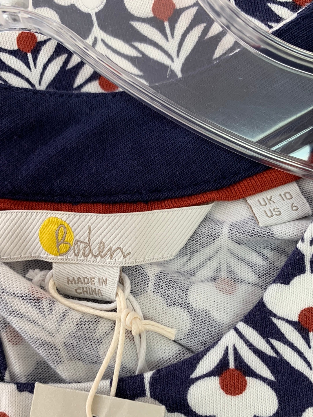 NWT - BODEN navy floral print Modal Blend 3/4 Sleeve Shirt - US 6
