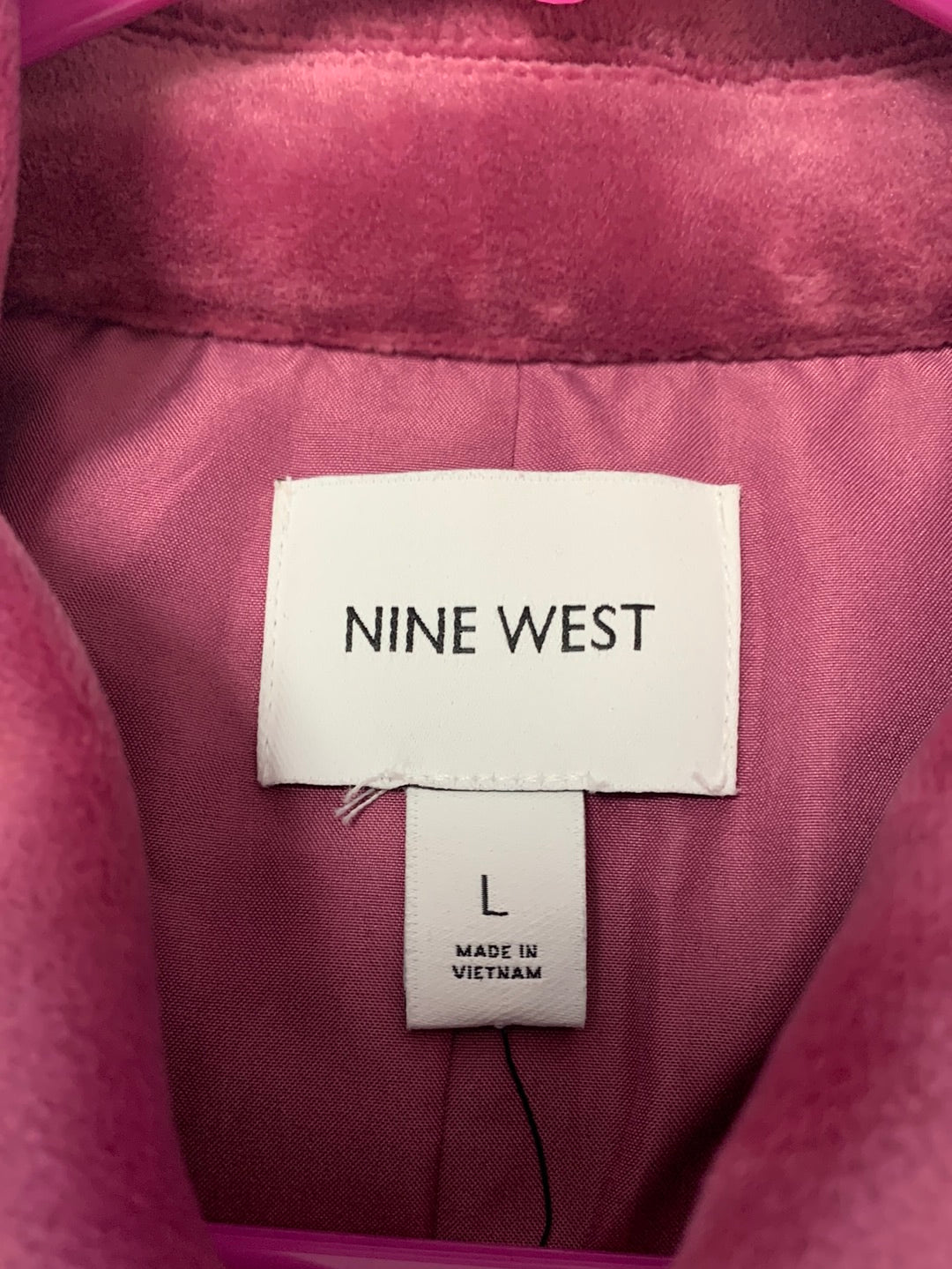 NWT - NINE WEST pink Velvet Cropped Long Sleeve Jacket - L