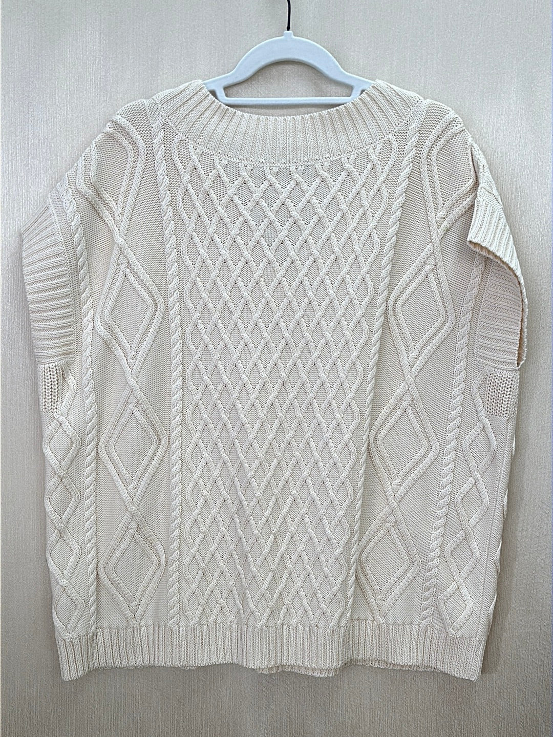 PERUVIAN CONNECTION cream parchment Osage Pullover Sweater - M/L