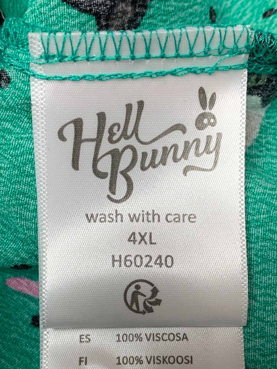 NWT - HELL BUNNY green print Short Sleeve Button Love Cats Blouse- 4XL