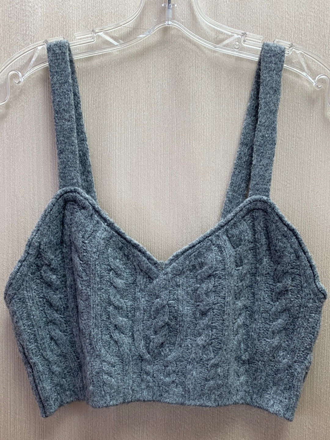 NWT - FREE PEOPLE gray Sunkeeper Cable Knit Sleeveless Crop Top - L