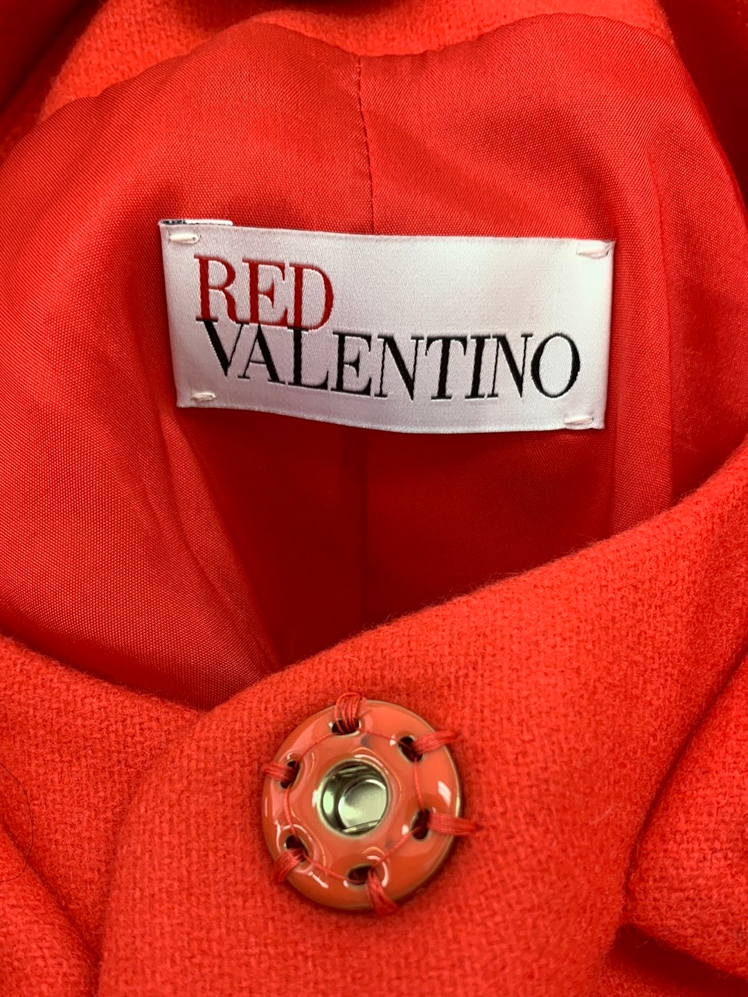 RED VALENTINO red Wool Blend Snap Front Gathered Waist Jacket - 44