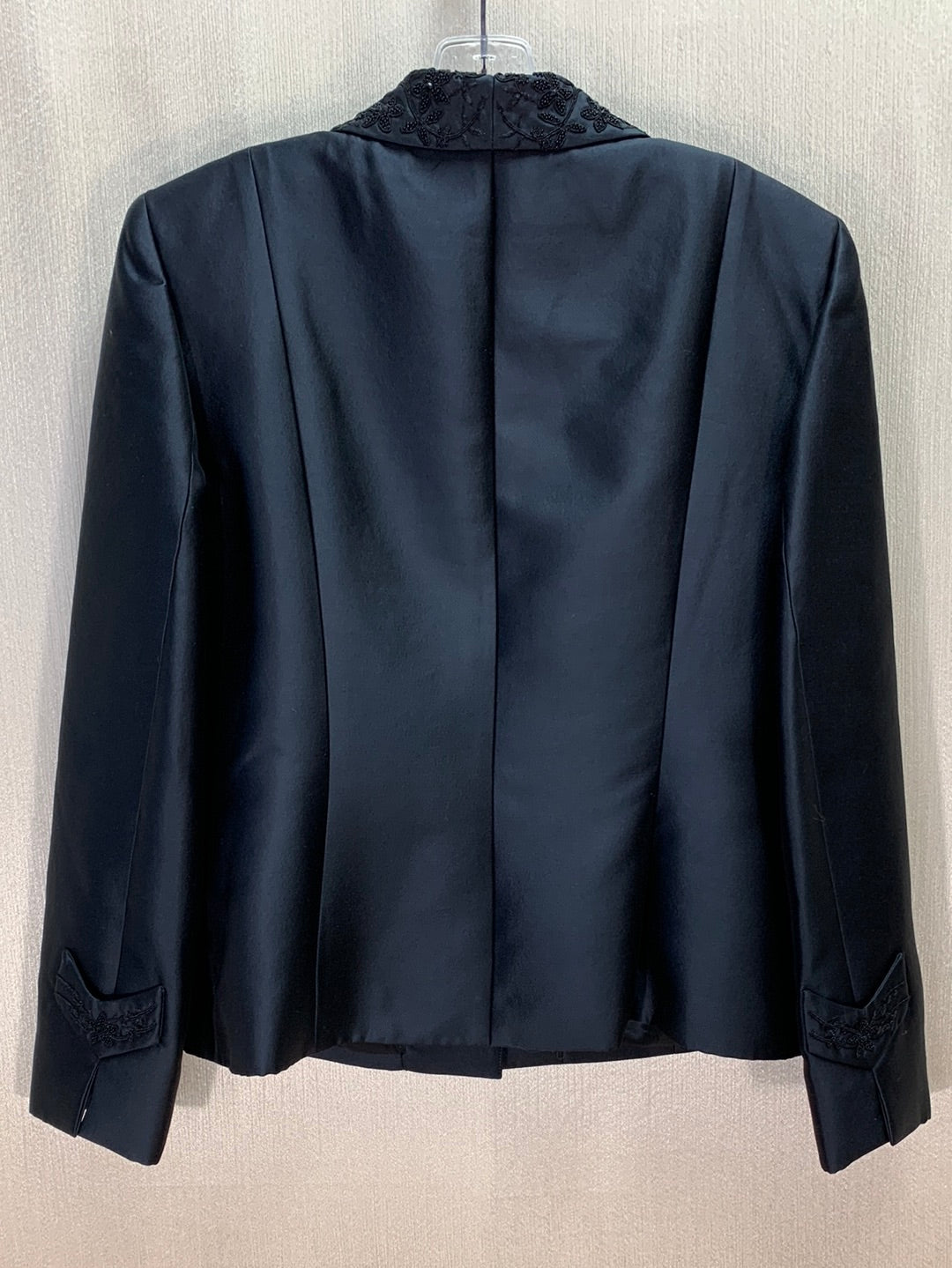 VTG - BIGIO COLLECTION black Silk Wool Beaded Blazer Skirt Suit - 12