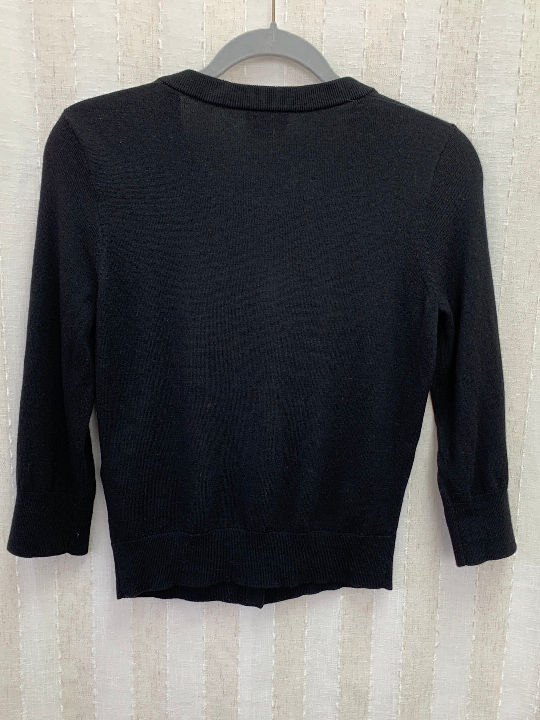 KATE SPADE black Wool Rhinestone Bow Button 3/4 Sleeve Cardigan - Small