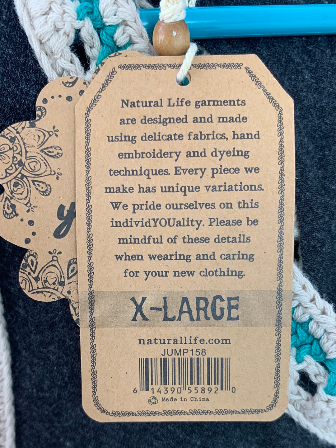 NWT - NATURAL LIFE charcoal gray Crochet Detail Willow Jumpsuit - XL