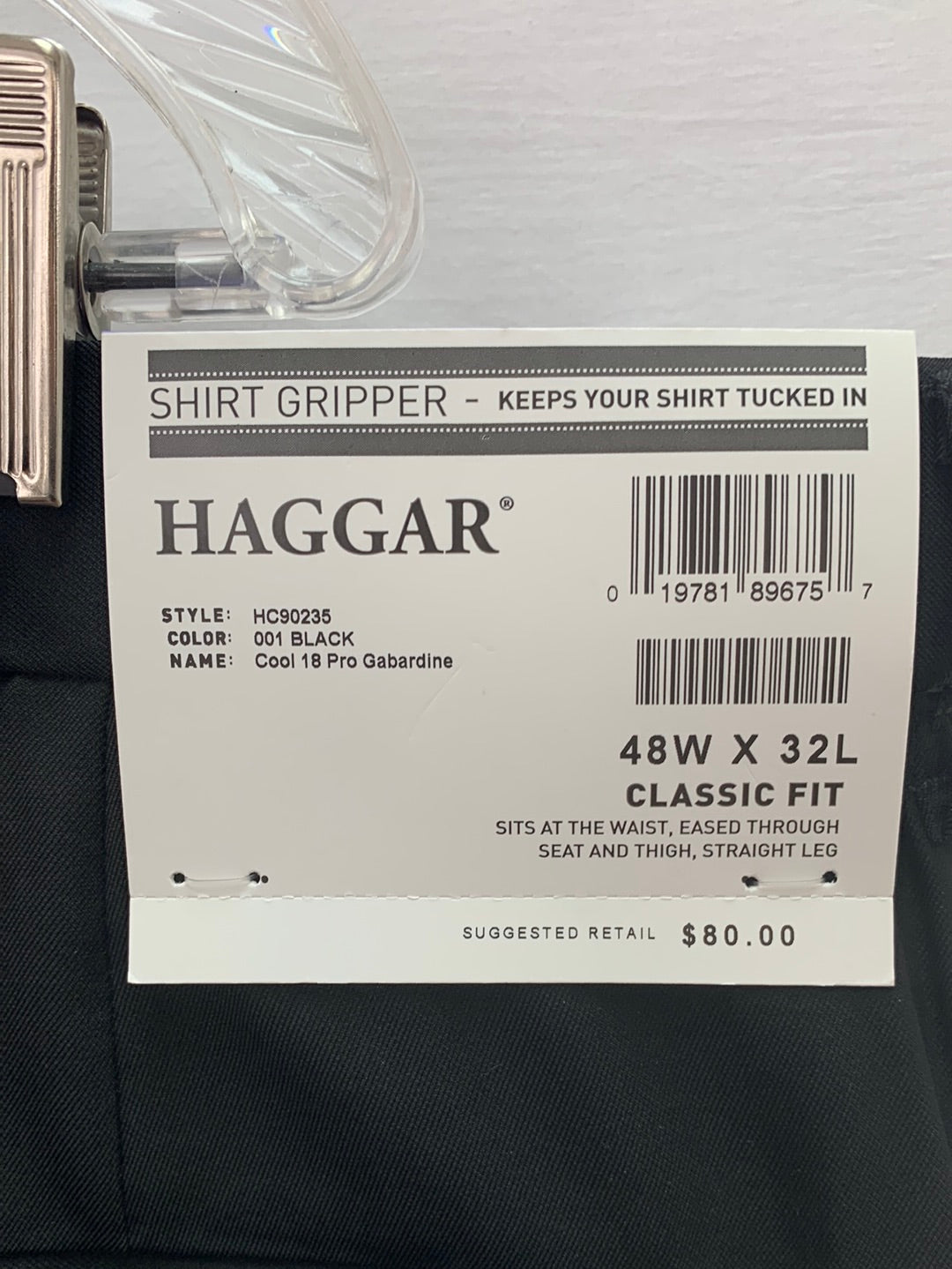 NWT - HAGGAR black Cool 18 Pro Flat Front Classic Fit Golf Pants - 48x32