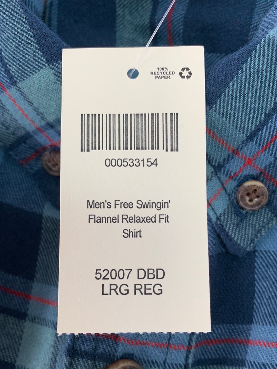 NWT - DULUTH blue plaid Free Swingin' Flannel Relaxed Fit Shirt - Large