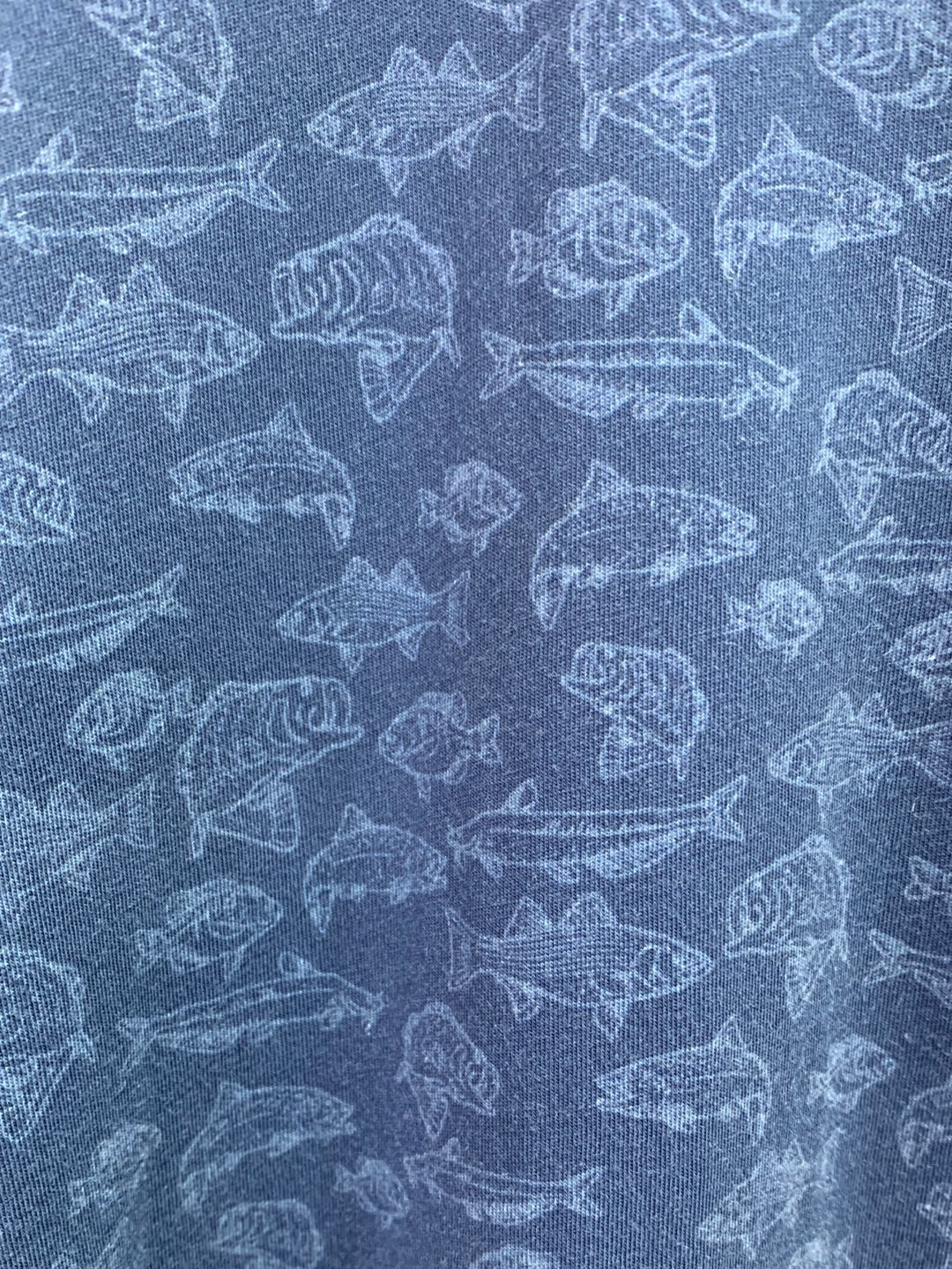 PETER MILLAR blue fish print Pima Cotton Short Sleeve Polo Shirt - XL