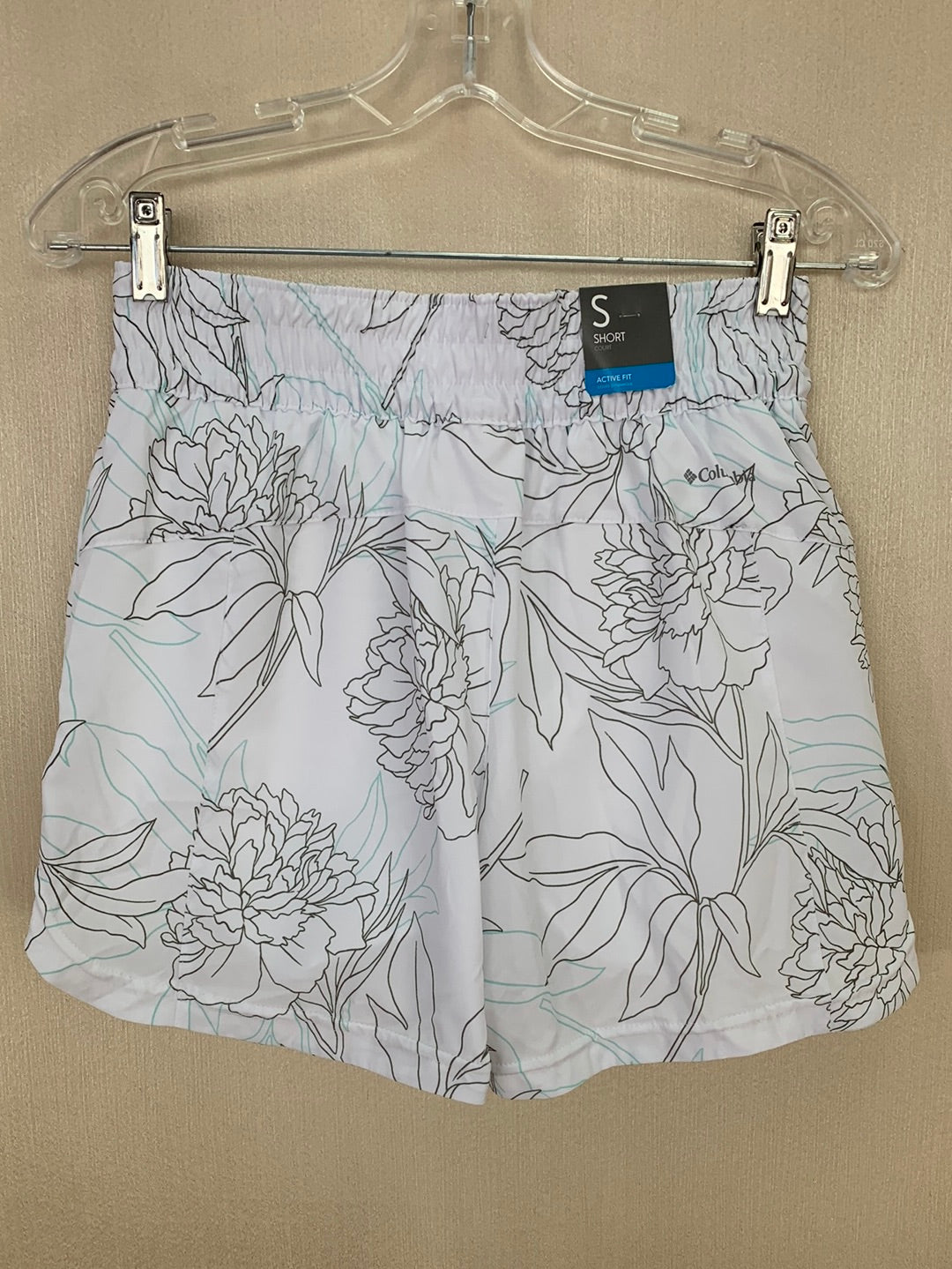 NWT - COLUMBIA white green Floral Short Lined Active 5" Shorts - S