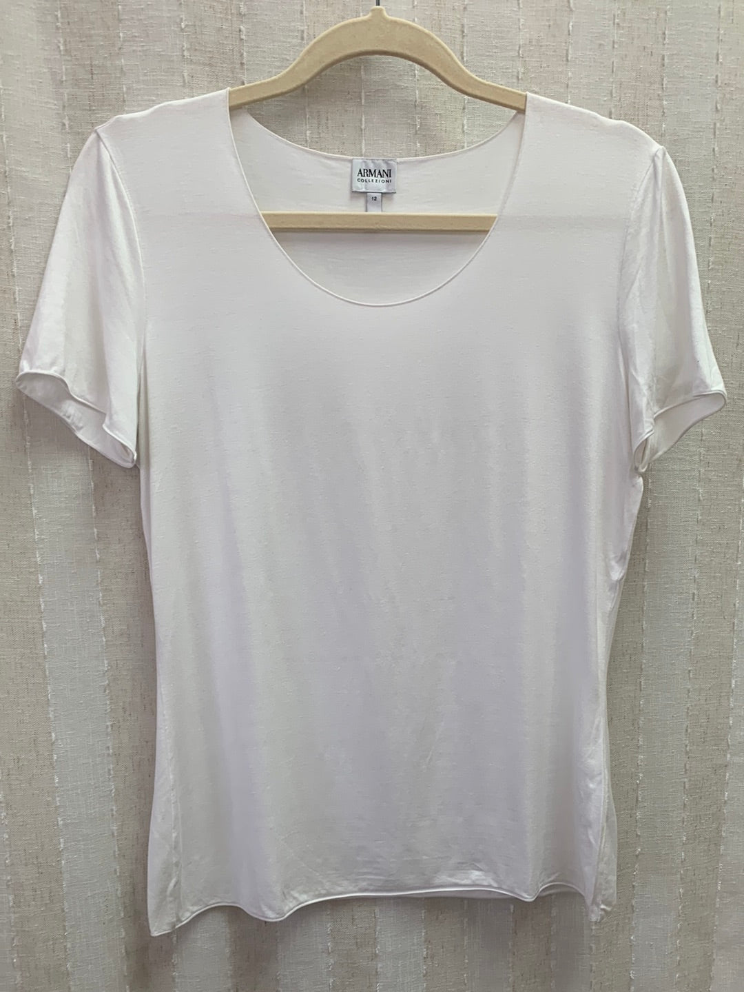 ARMANI COLLEZIONI white Soft Knit Short Sleeve Top - 12