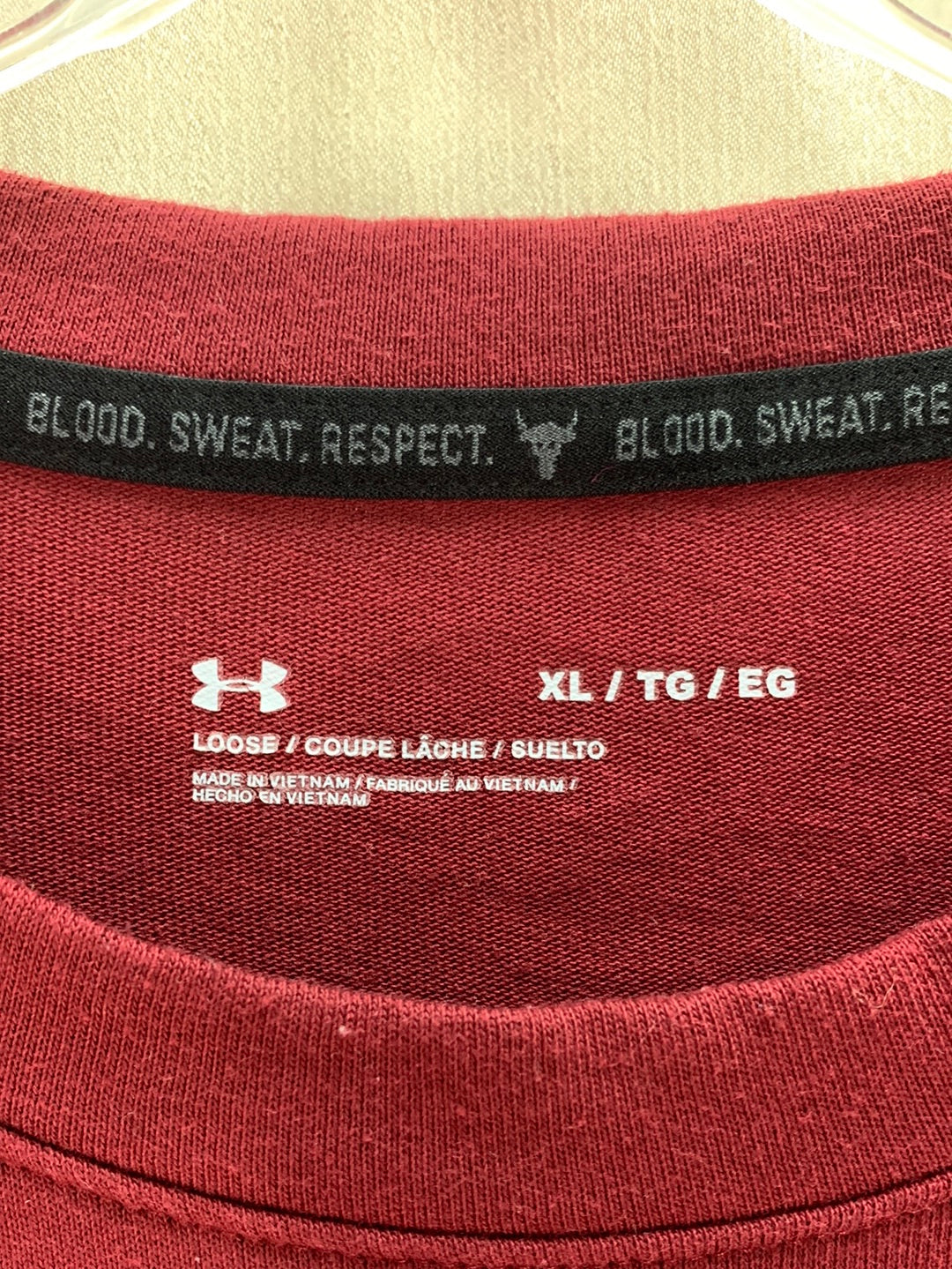 UNDER ARMOUR dark red Bull Project Rock Loose Fit LS T-Shirt - XL