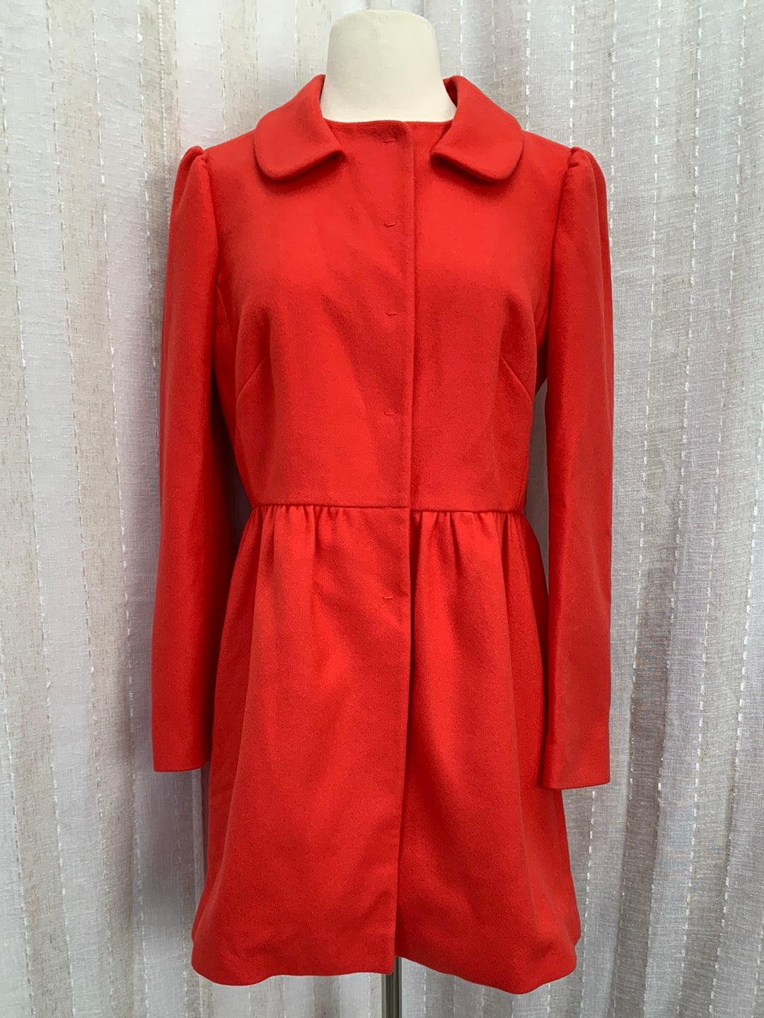 RED VALENTINO red Wool Blend Snap Front Gathered Waist Jacket - 44