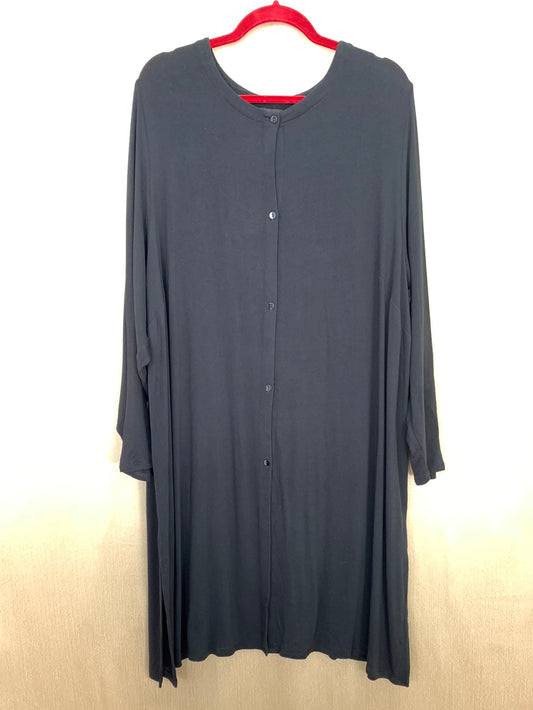 NWT - J JILL black Rayon Knit Button Up LS Cardigan Tunic Dress - 3X