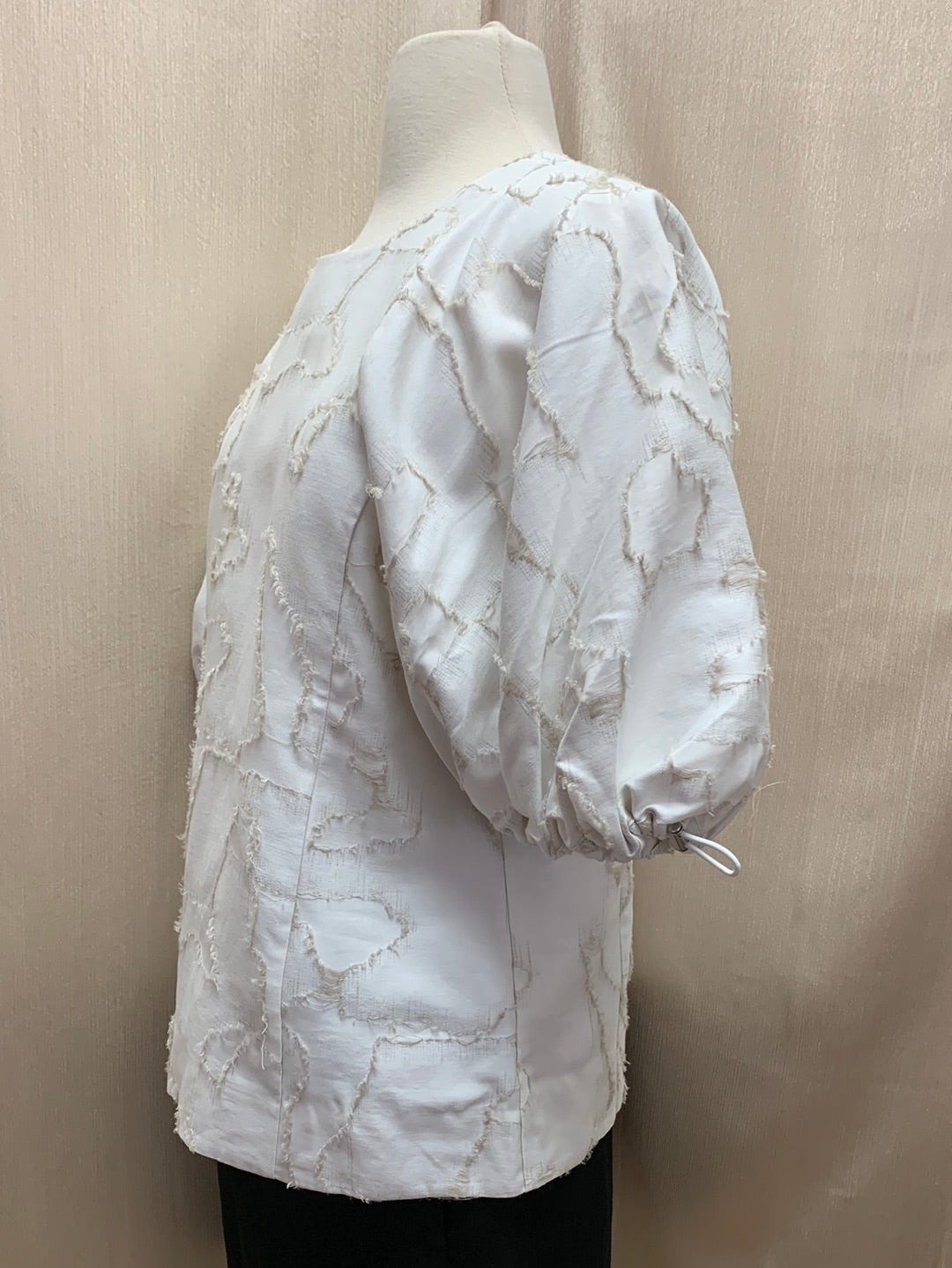 NWT - COS white beige Texture Pattern Puff Sleeve Shirt - US 8