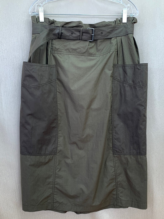 NWT - ZARA SRPLS army green Cotton Belted Cargo Midi Skirt - Large