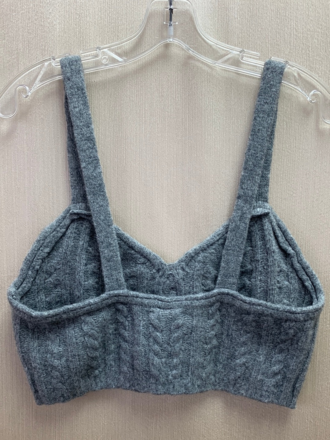 NWT - FREE PEOPLE gray Sunkeeper Cable Knit Sleeveless Crop Top - L