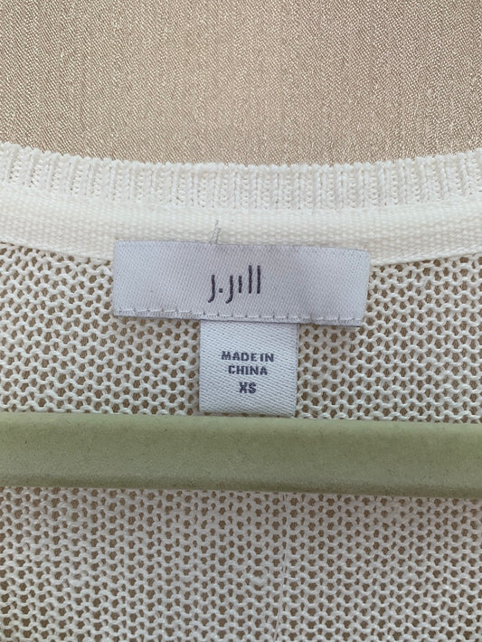 NWT - J JILL cream Floral Linen Blend 3/4 Sleeve V-Neck Sweater Top - XS