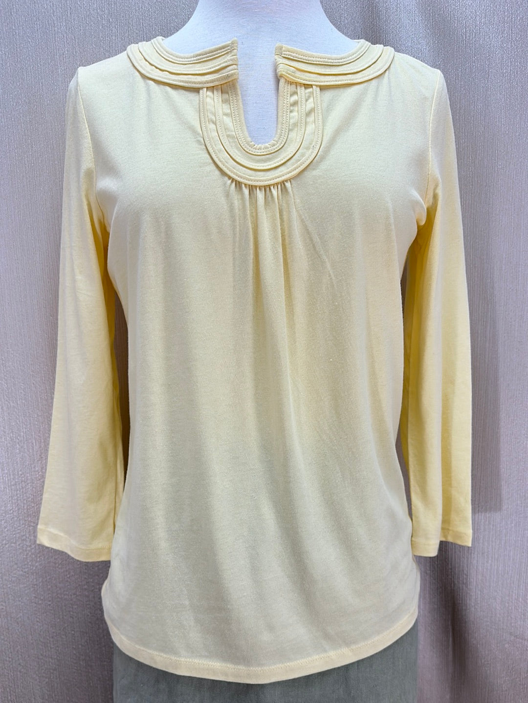 NWT - TALBOTS yellow Cotton Modal Blend 3/4 Sleeve Top - S