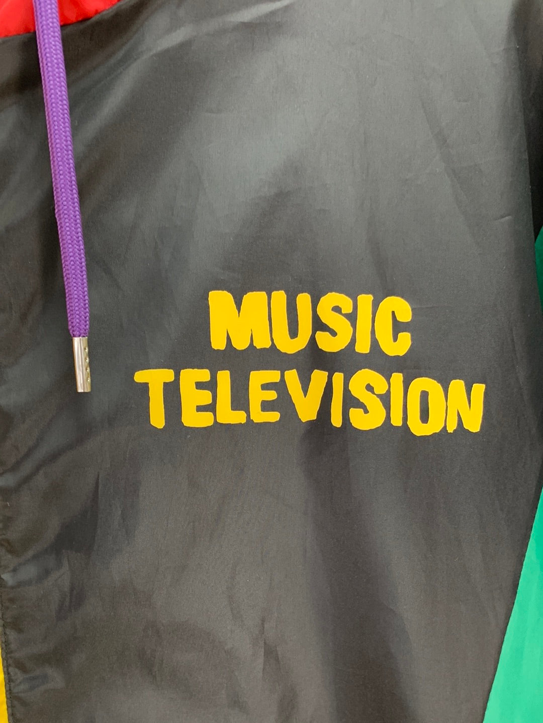 MTV 2020 Viacom Official Colorblock Windbreaker Full Zip Hoodie Jacket - 2XL