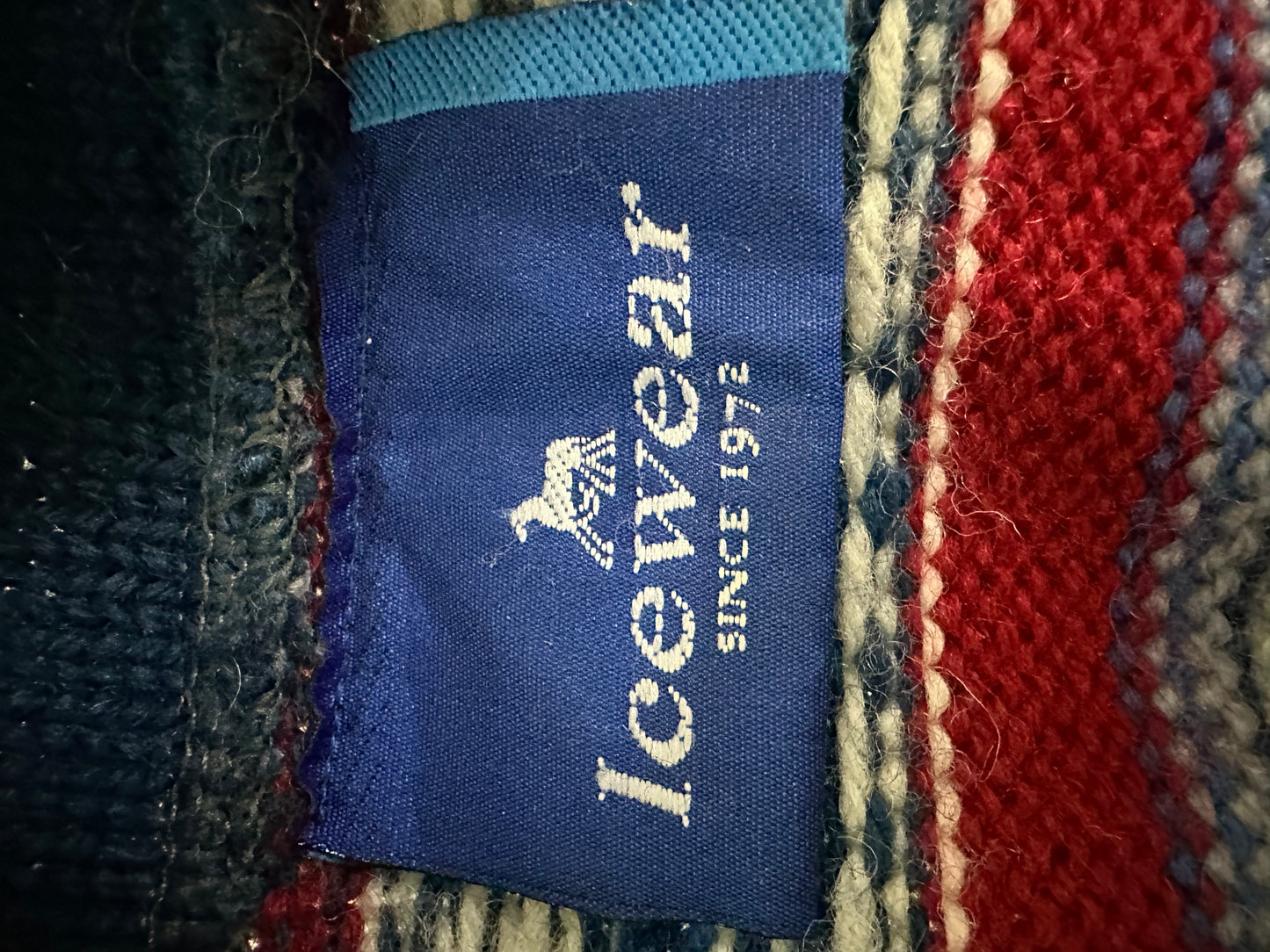 ICEWEAR blue white Wool Snowflake Norwegian 1/4 Zip Pullover Sweater - Unisex S