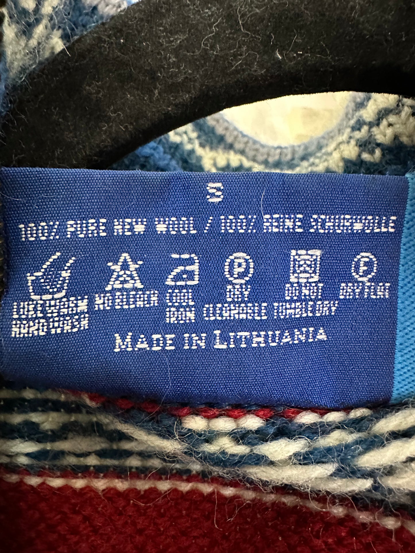 ICEWEAR blue white Wool Snowflake Norwegian 1/4 Zip Pullover Sweater - Unisex S