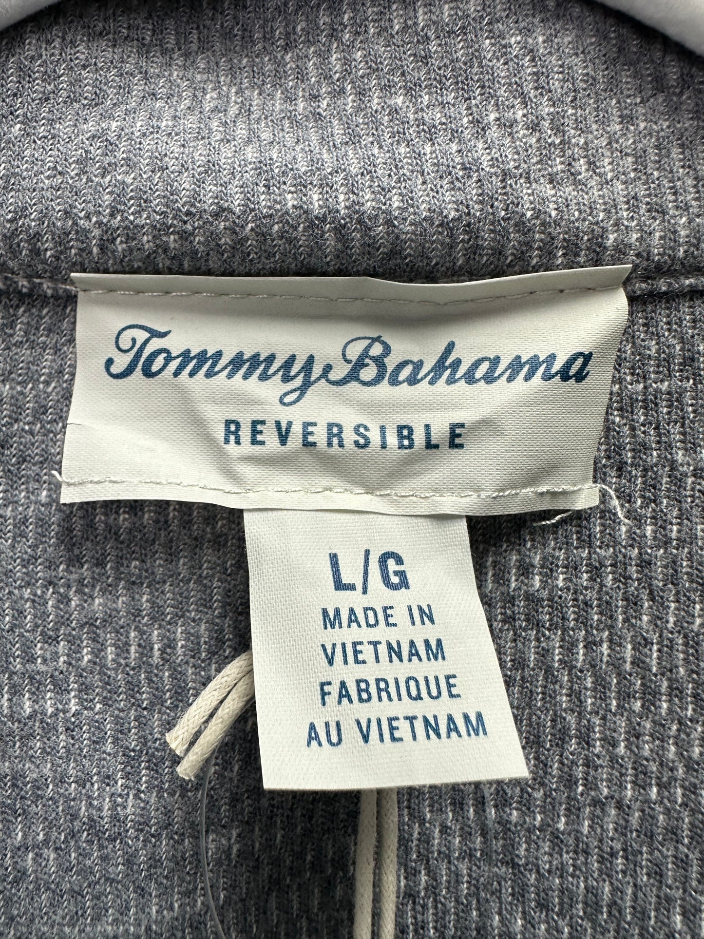 NWT - TOMMY BAHAMA gray Reversible Barrier Beach Half Zip Pullover - L