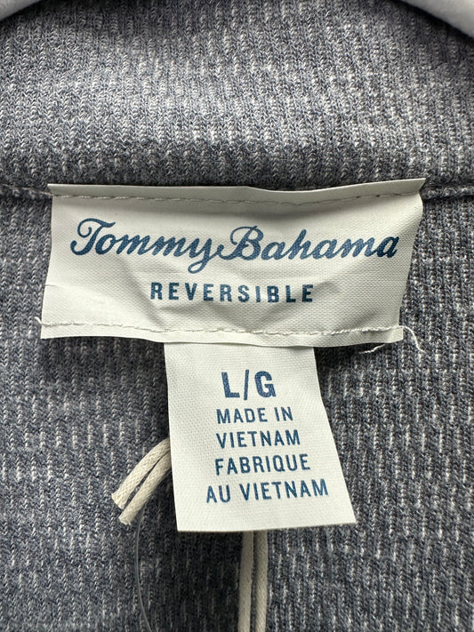 NWT - TOMMY BAHAMA gray Reversible Barrier Beach Half Zip Pullover - L