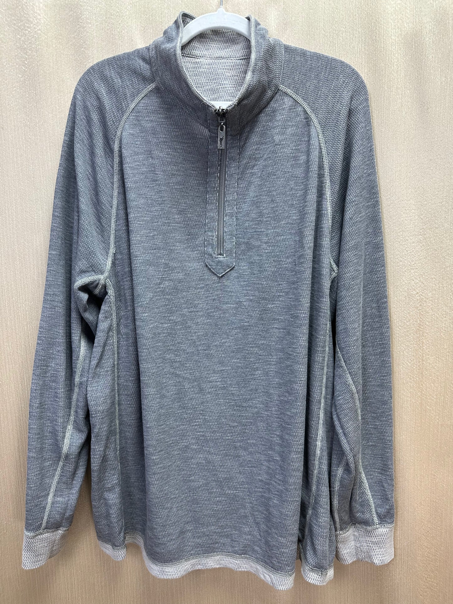 NWT - TOMMY BAHAMA gray Reversible Barrier Beach Half Zip Pullover - L