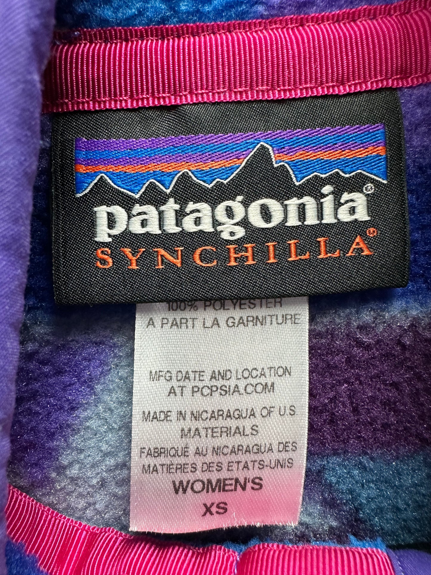 PATAGONIA blue purple Guatemalan Tango Snap T Synchilla Fleece Pullover - XS