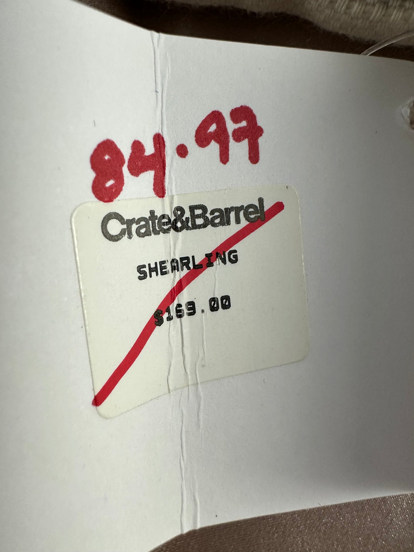 NWT - CRATE & BARREL Sheepskin Shearling Square Pillow Cover - 18 1/2"