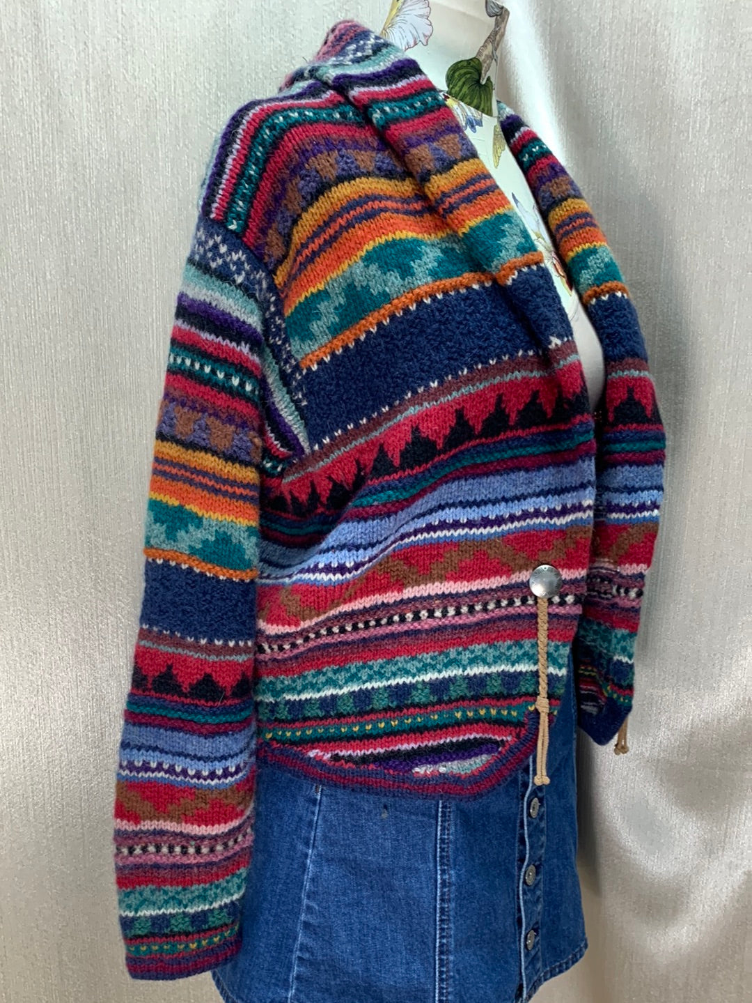 VTG - CASUAL CORNER multicolor Shetland Wool Southwestern Cardigan - L